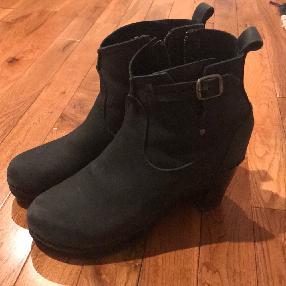 No.6 Leather Clog Buckle Boot - High Heel, size 38